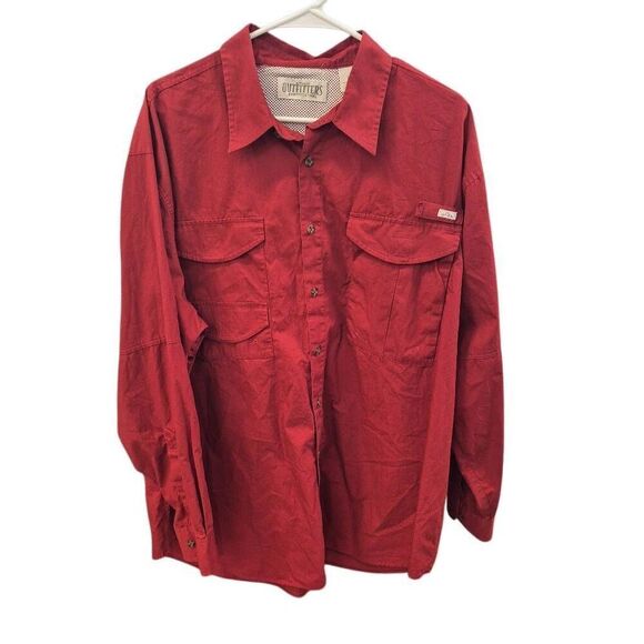 Outfitters Roundtree & Yorke Red Cotton Long Sleeve Vented Button Front Shirt - Picture 1 of 11